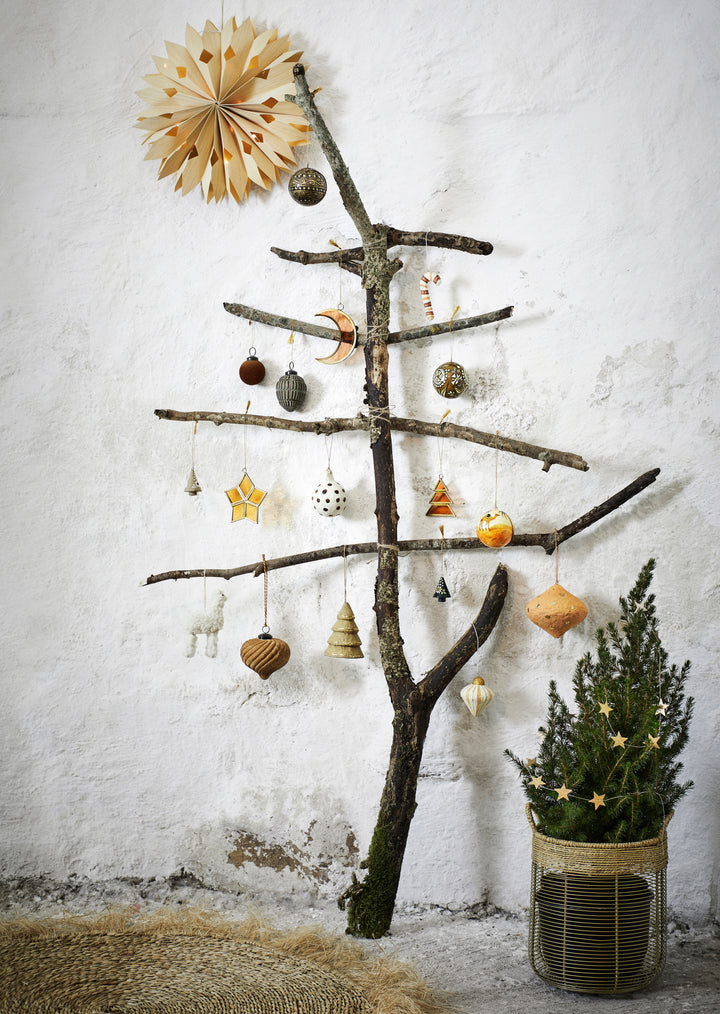 Handmade Paper Pulp Christmas Baubles Set Of 3