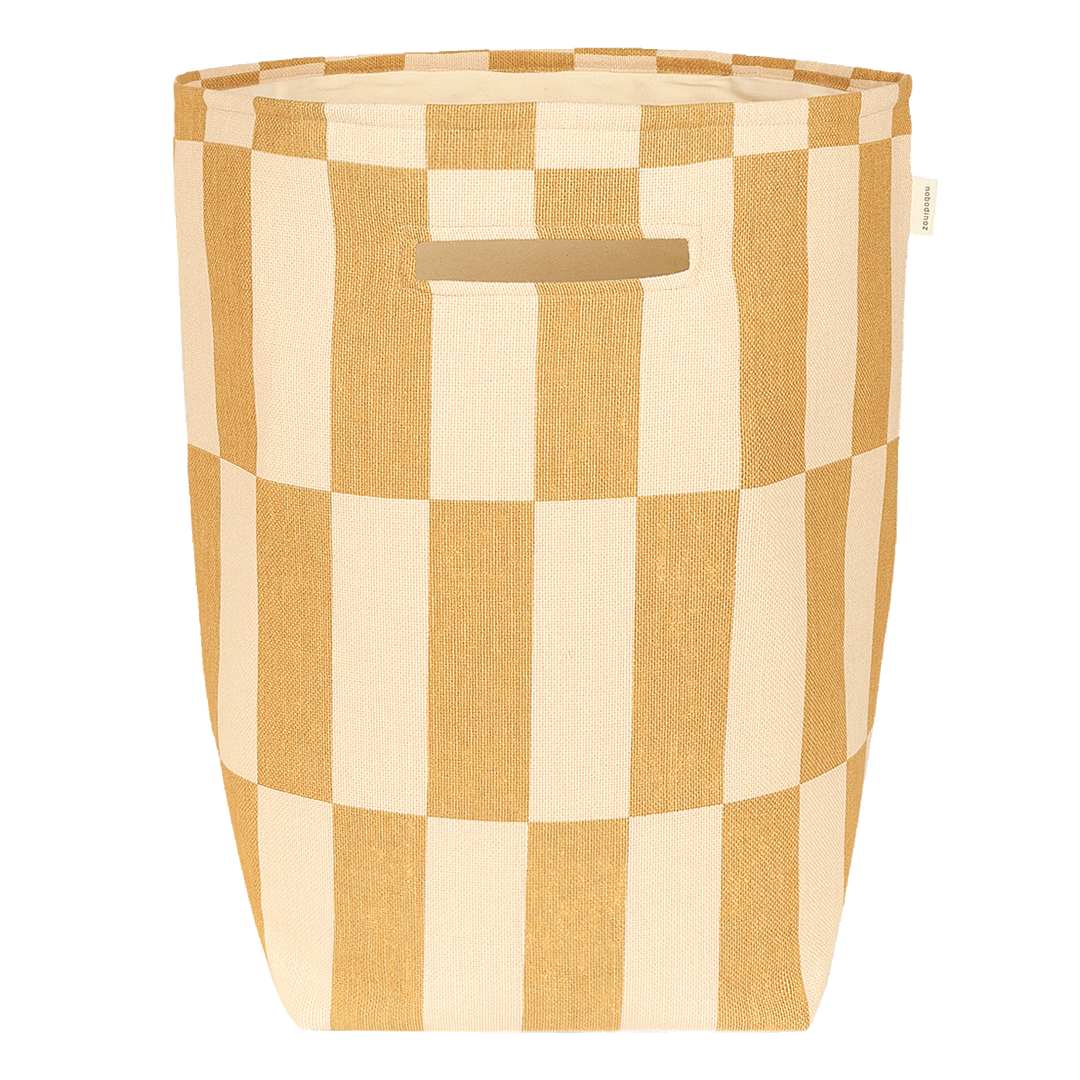 Nobodinoz Vibes Large Storage Basket in Mustard and Sand Tiles