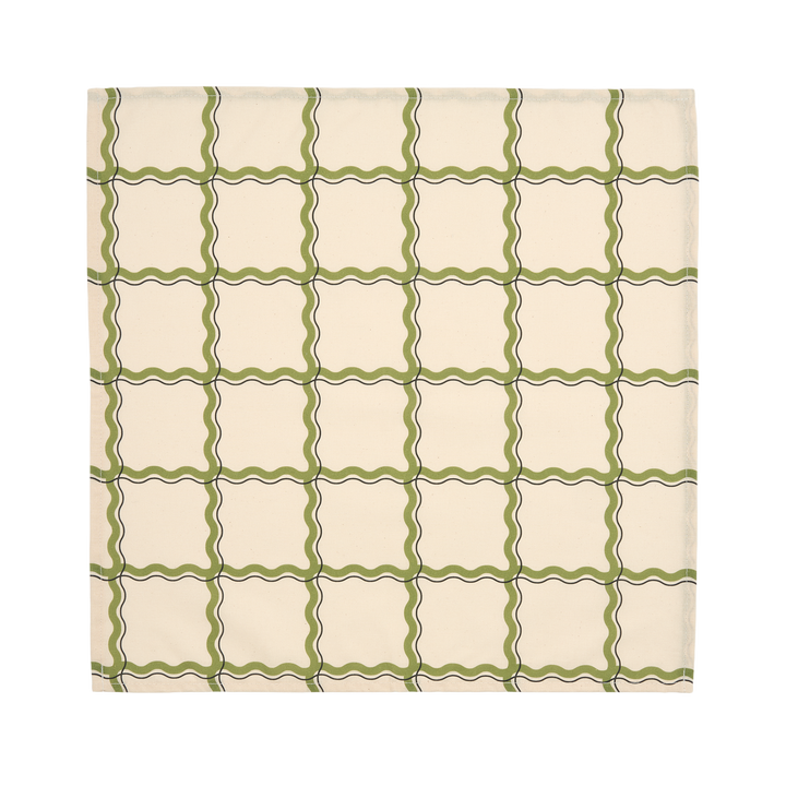 Nododinoz Set of 2 Table Napkins in Wavy Green Grid