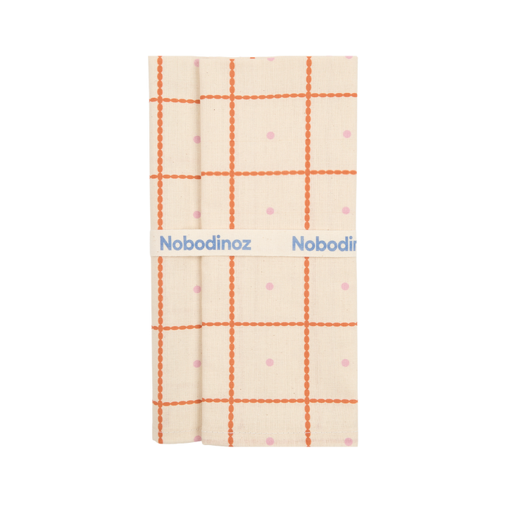 Nododinoz Set of 2 Table Napkins in Small Red Grid