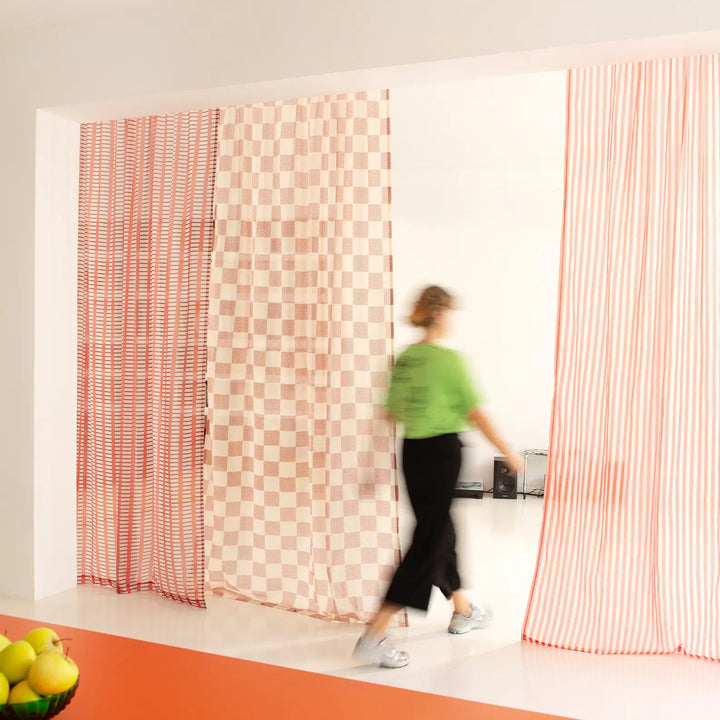 Nododinoz Wendy Sheer Voile Curtain in Red Brown Mosaic