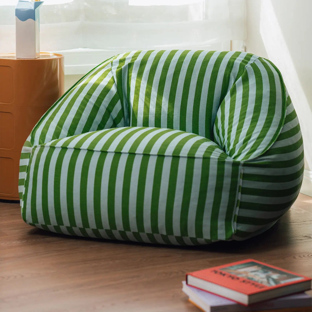 Ziggy Adult Armchair Beanbag in Green Blue Stripes