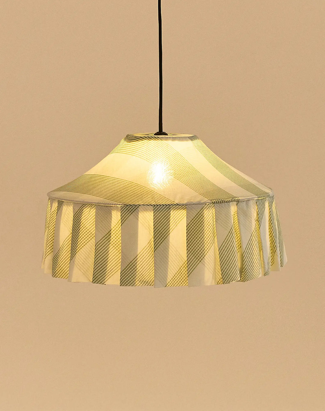 Nododinoz Nicole Lampshade in Green Diagonal Stripes 50cm