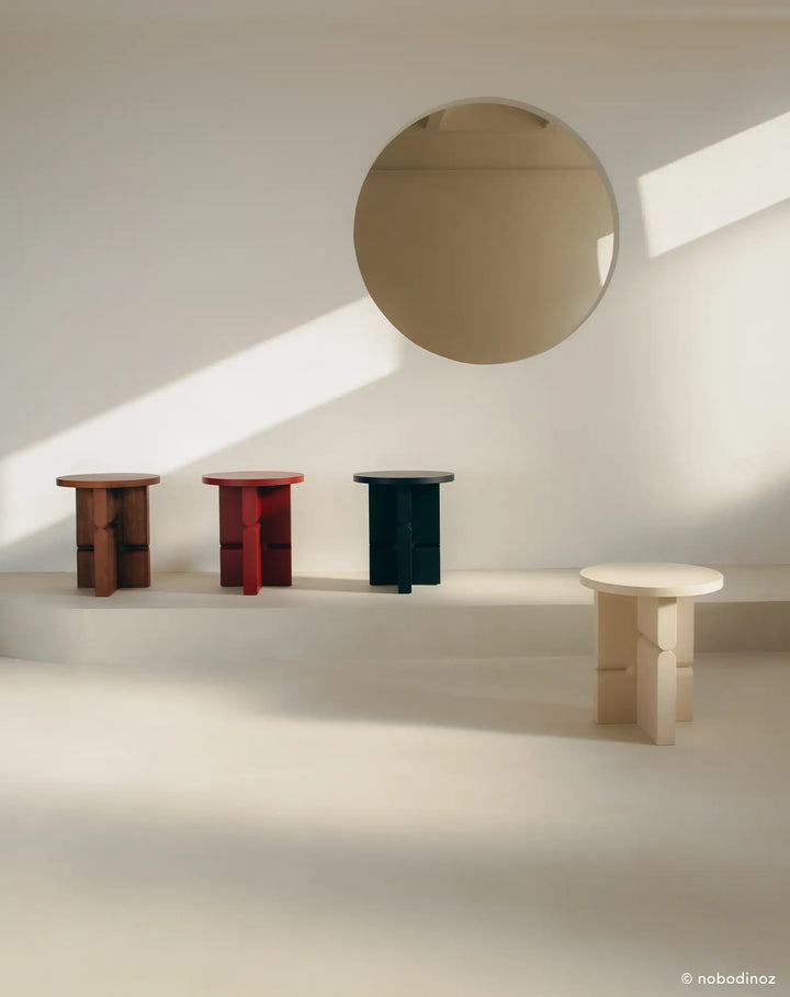 Nobodinoz Coloured Wood Stool Side Table in Burnt Red - PRE ORDER
