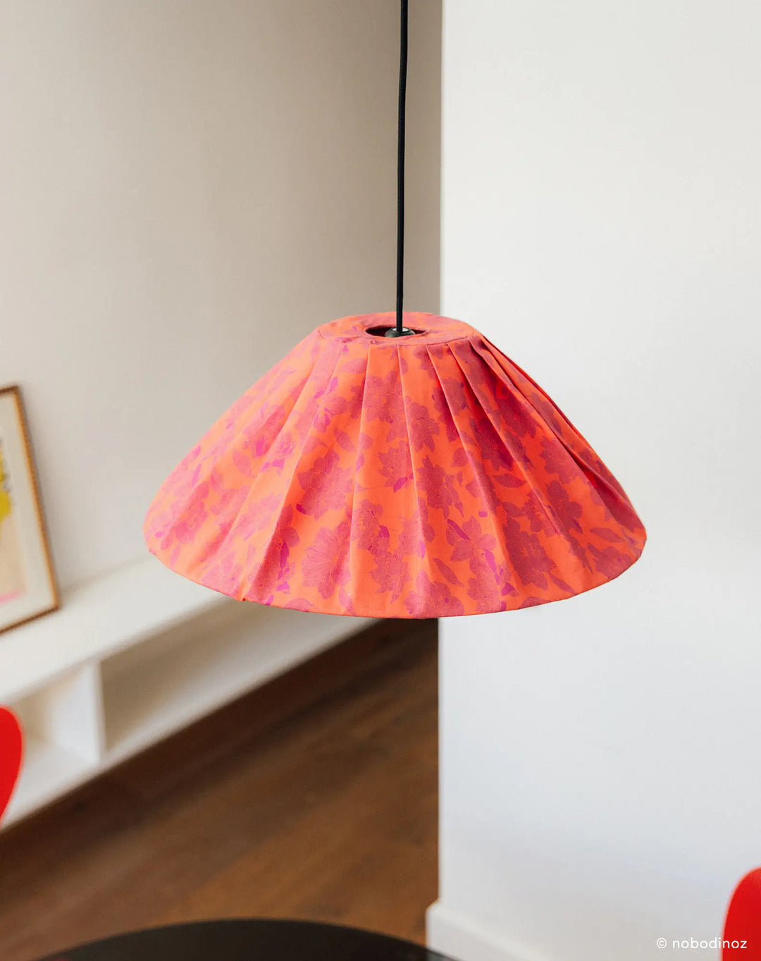 Nododinoz Ava Pleated Lampshade in Red Peonies 50cm