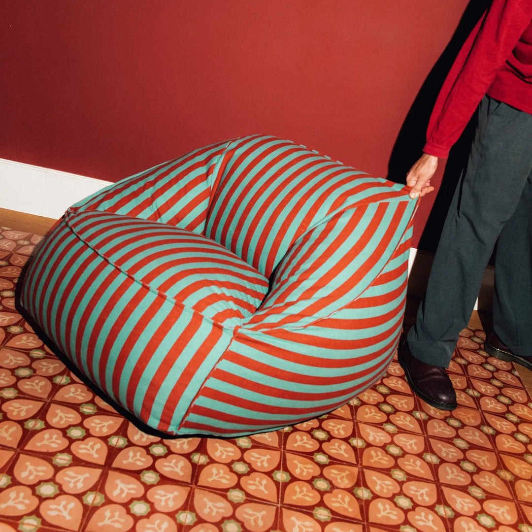 Ziggy Adult Armchair Beanbag in Red Teal Green Stripes