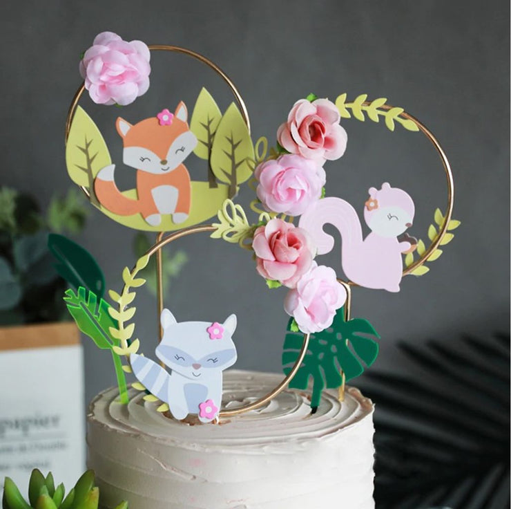Floral Squirrel Cake Topper