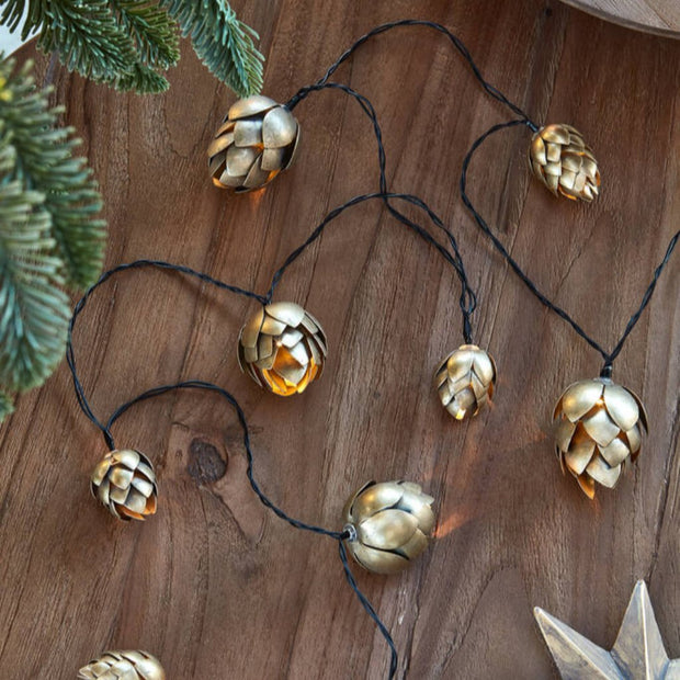 Gold Pinecone LED Light Chain