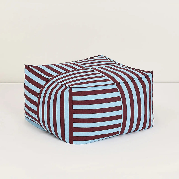 Nobodinoz Ottoman Adult Beanbag in Burgundy Blue Stripes
