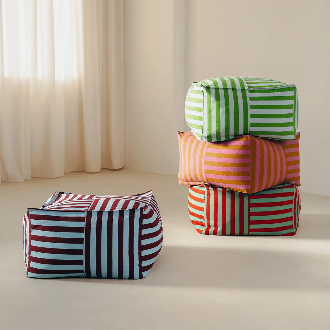 Nobodinoz Ottoman Adult Beanbag in Green Stripes