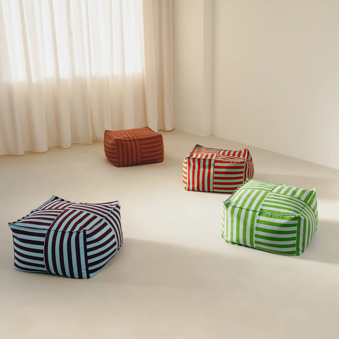 Nobodinoz Ottoman Adult Beanbag in Green Stripes