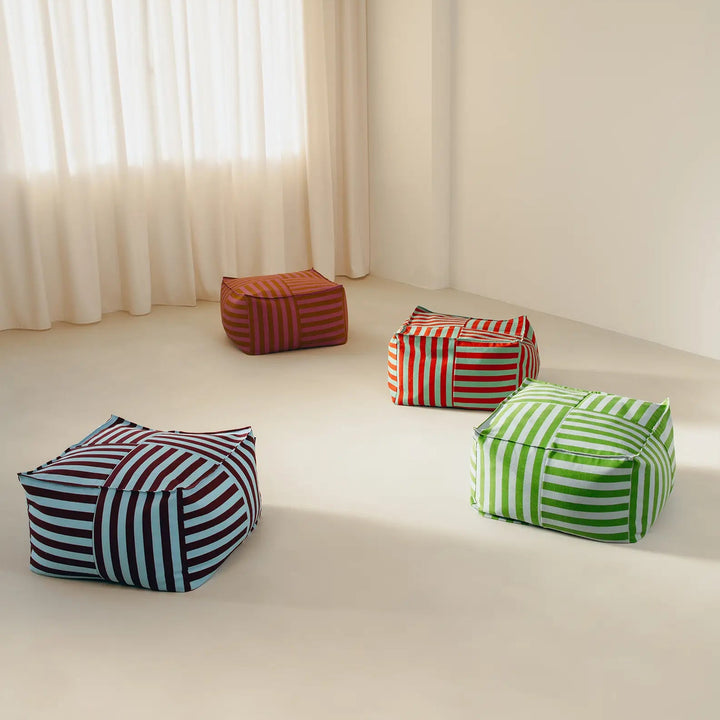 Nobodinoz Ottoman Adult Beanbag in Green Stripes