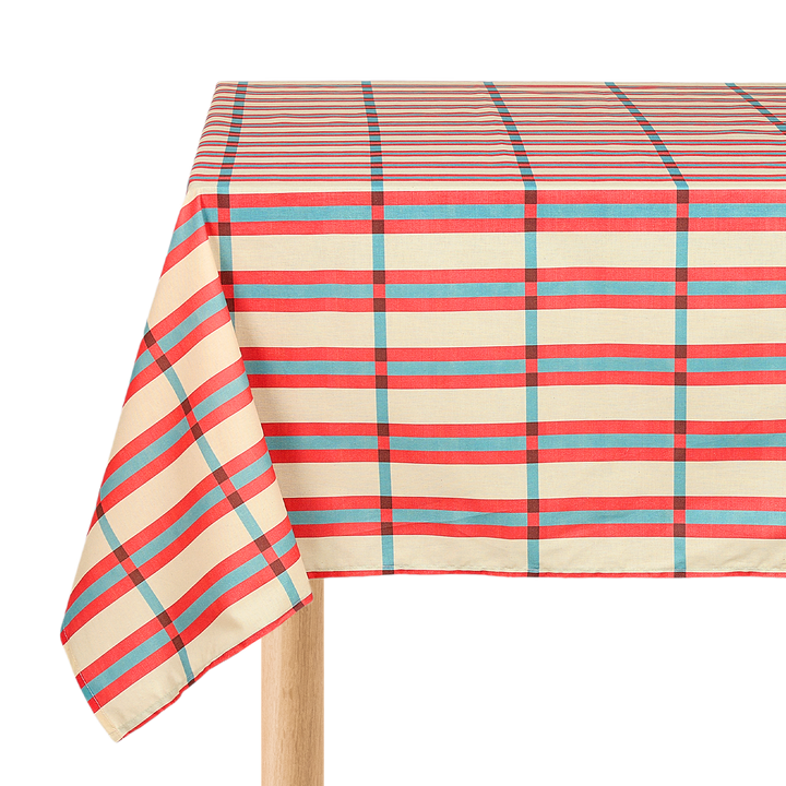 Nobodinoz Tablecloth in Red Turquoise Tiles