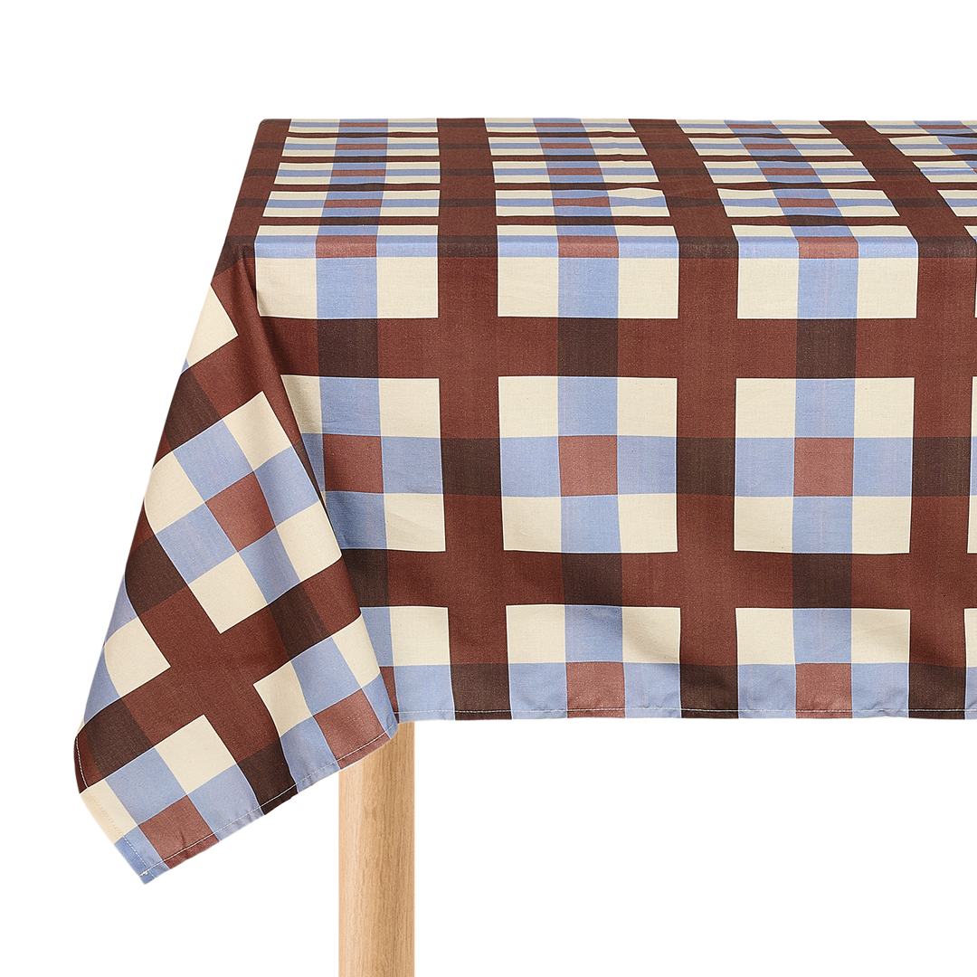 Nododinoz Tablecloth in Blue Maroon Checks
