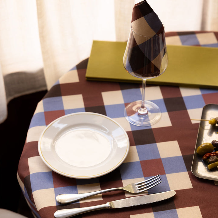 Nododinoz Tablecloth in Blue Maroon Checks
