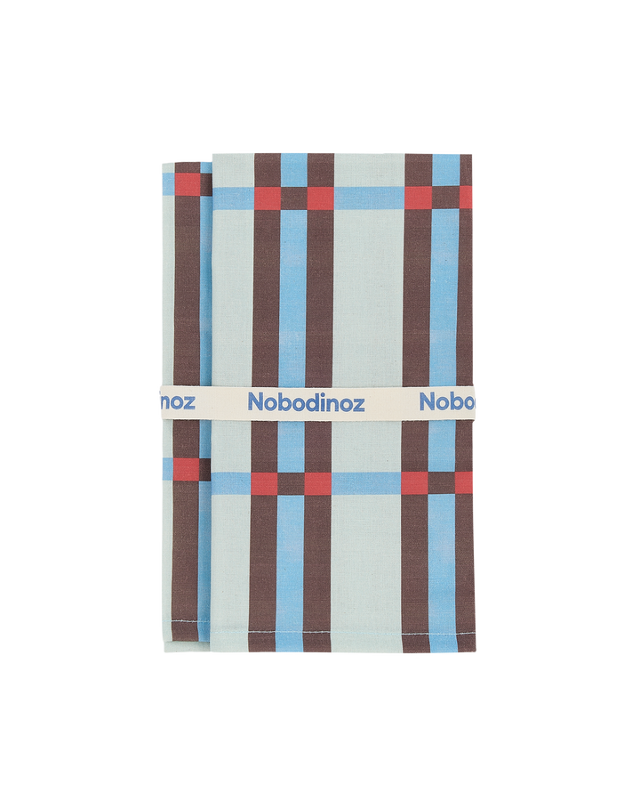 Nobodinoz Set of 2 Table Napkins in Blue Maroon Tiles
