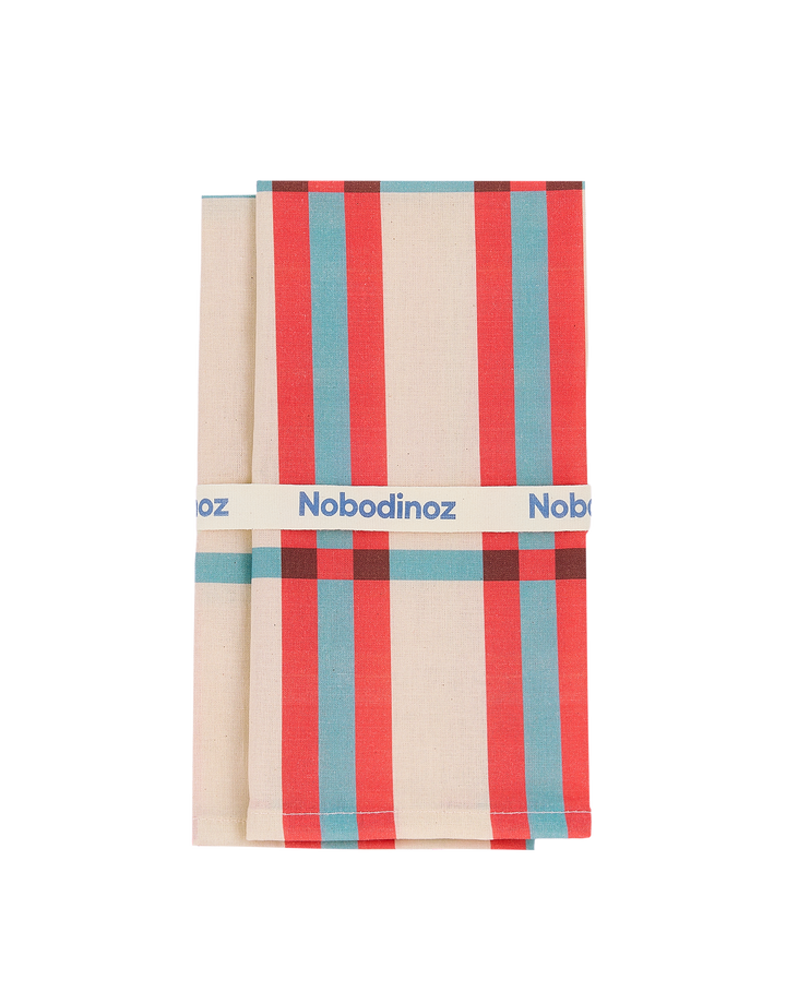 Nobodinoz Set of 2 Table Napkins in Red Turquoise Tiles