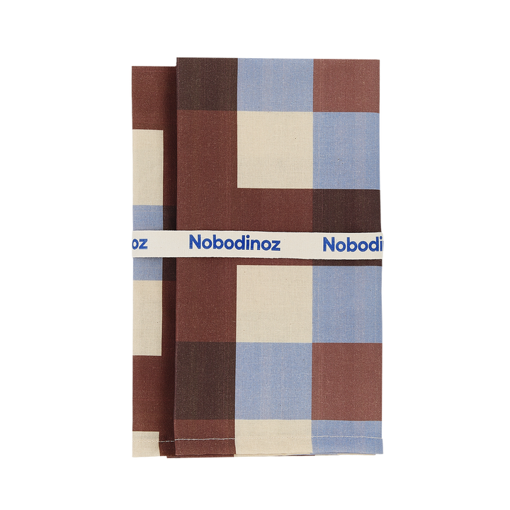 Nobodinoz Set of 2 Table Napkins in Blue Maroon Checks