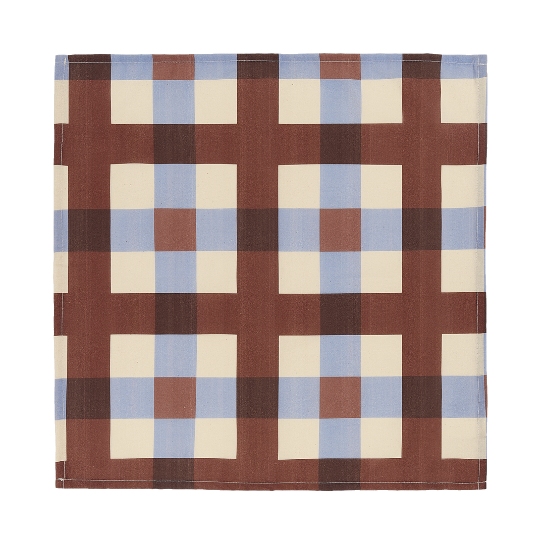 Nobodinoz Set of 2 Table Napkins in Blue Maroon Checks