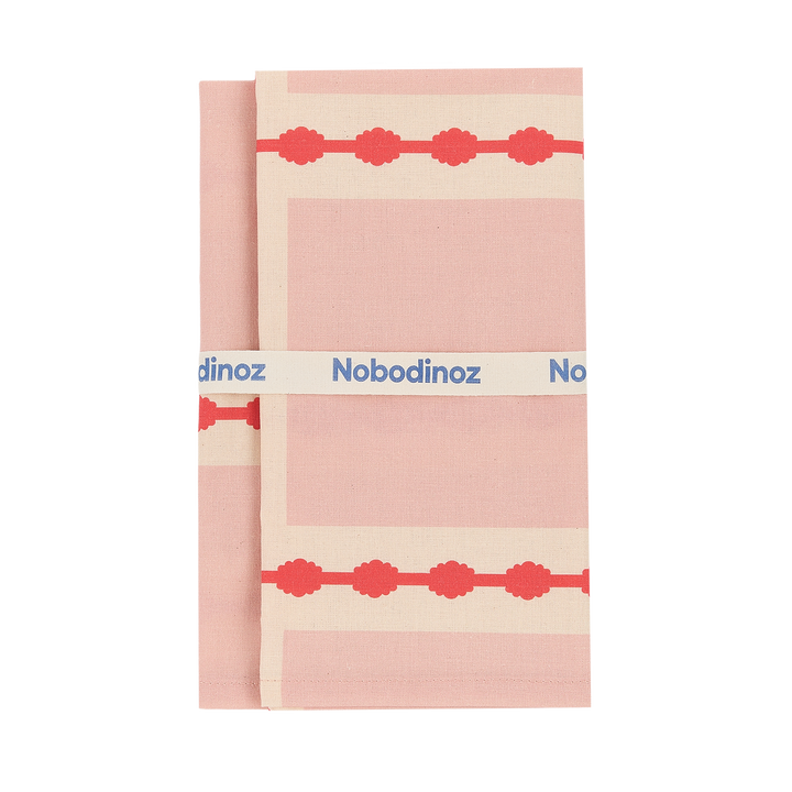 Nobodinoz Set of 2 Table Napkins in Red Pink Mosaic