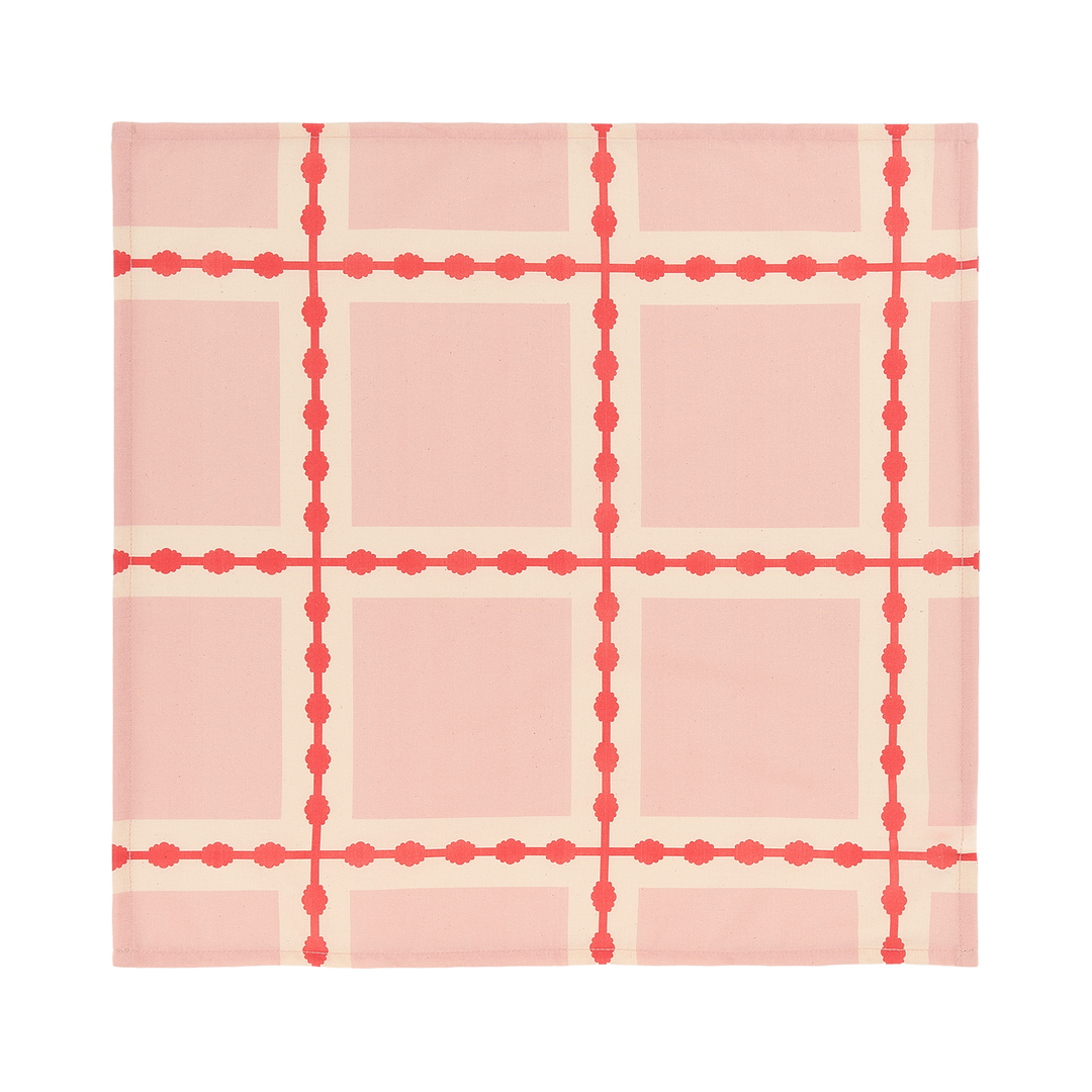 Nobodinoz Set of 2 Table Napkins in Red Pink Mosaic