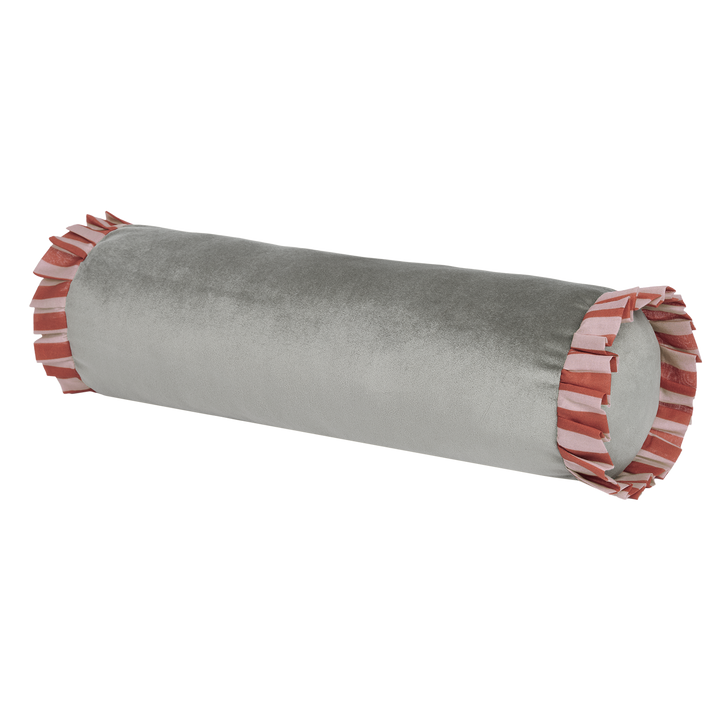 Nobodinoz Emily Eco-Velvet Cylinder Cushion in Grey