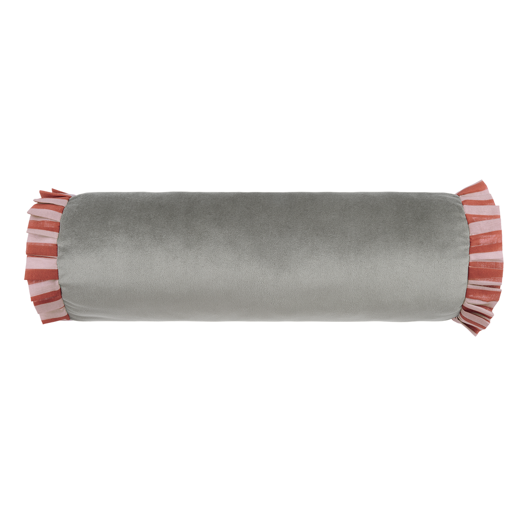 Nobodinoz Emily Eco-Velvet Cylinder Cushion in Grey