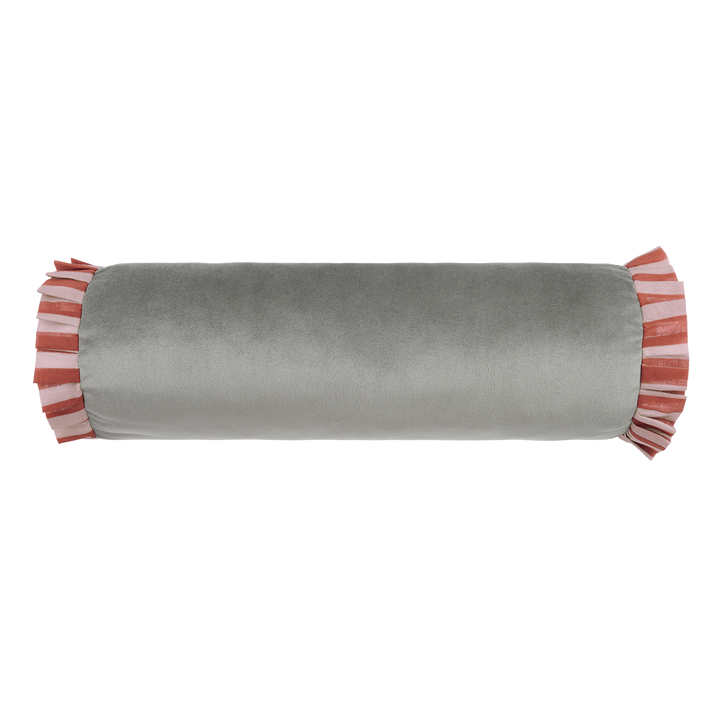 Nobodinoz Emily Eco-Velvet Cylinder Cushion in Grey