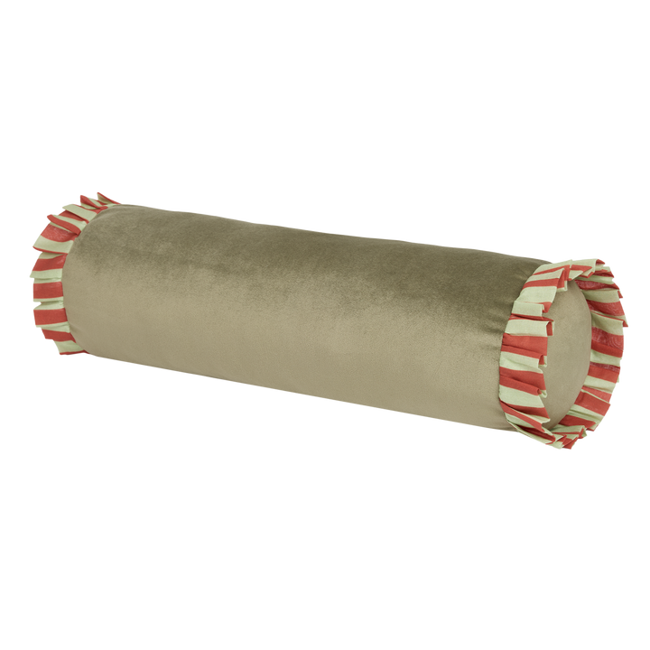 Nobodinoz Emily Eco-Velvet Cylinder Cushion in Light Green
