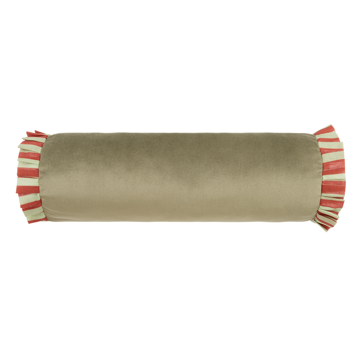 Nobodinoz Emily Eco-Velvet Cylinder Cushion in Light Green