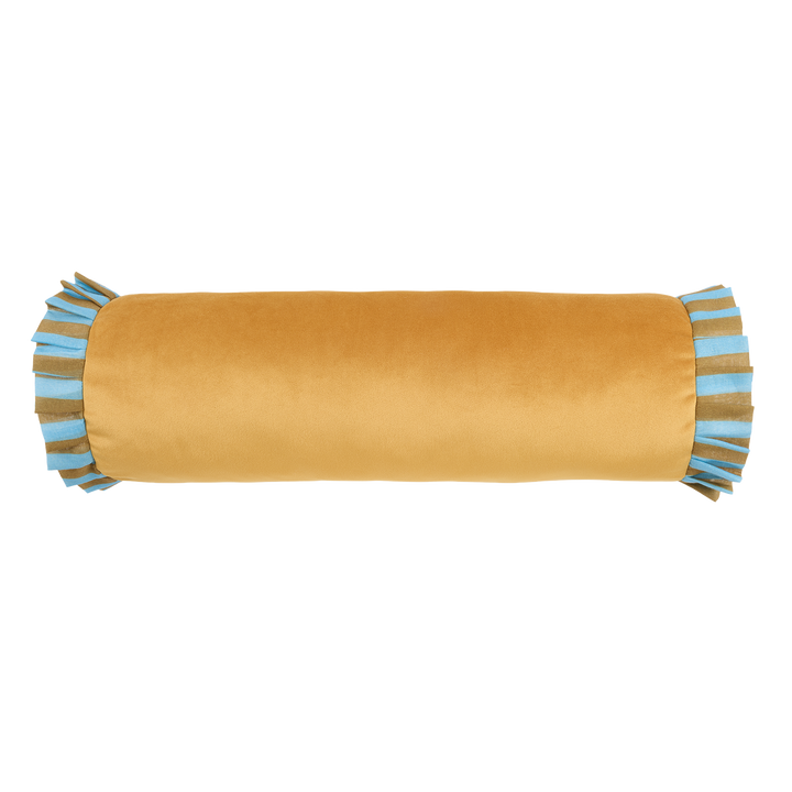 Nobodinoz Emily Eco-Velvet Cylinder Cushion in Ochre