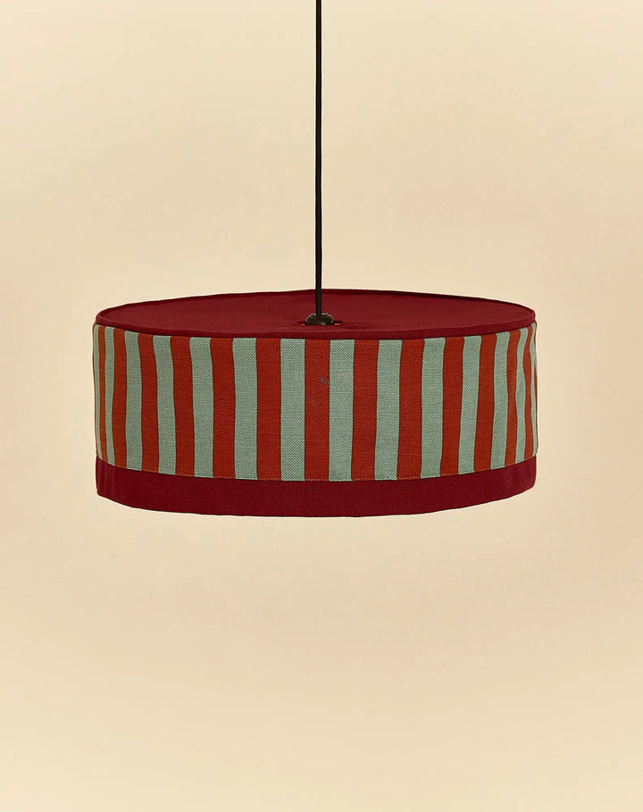 Nododinoz Paul 2 Lampshade in Red Teal Green Stripes 50cm