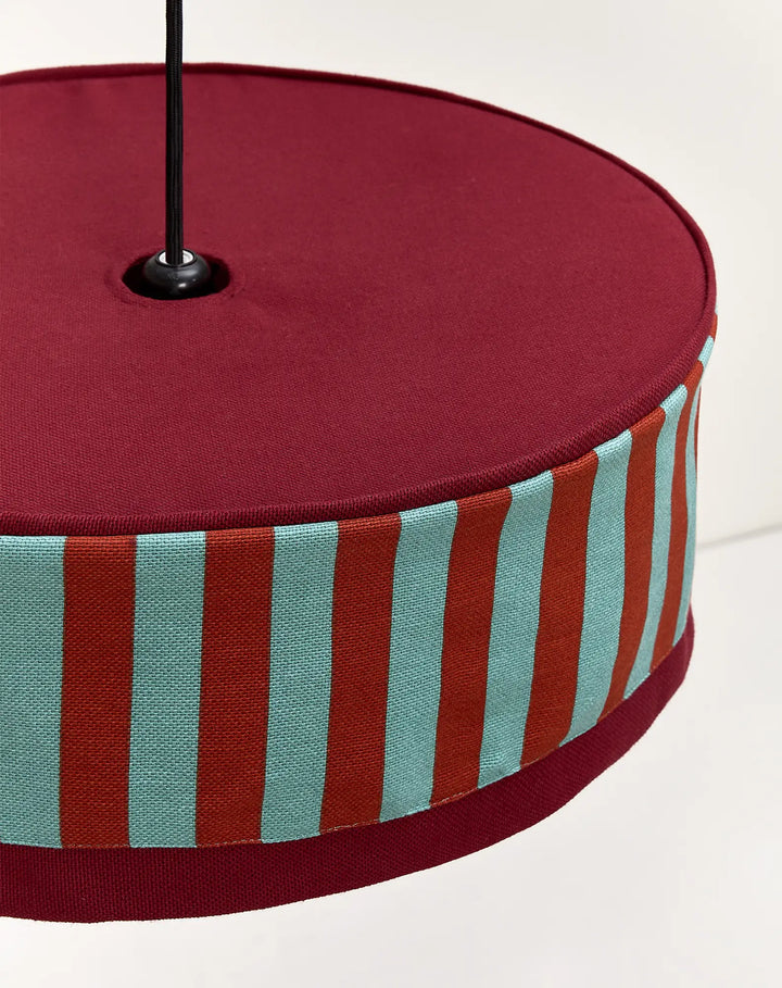 Nododinoz Paul 2 Lampshade in Red Teal Green Stripes 50cm