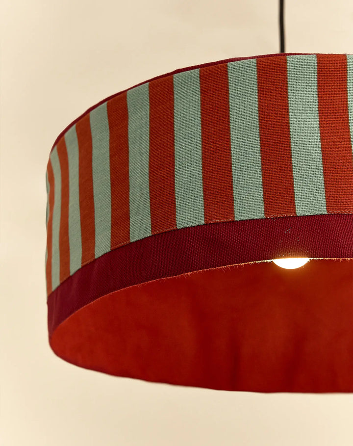 Nododinoz Paul 2 Lampshade in Red Teal Green Stripes 50cm
