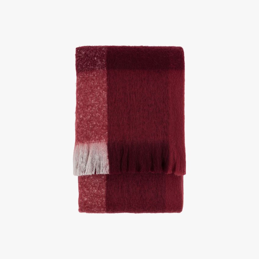 Check Faux Mohair Throw Merlot