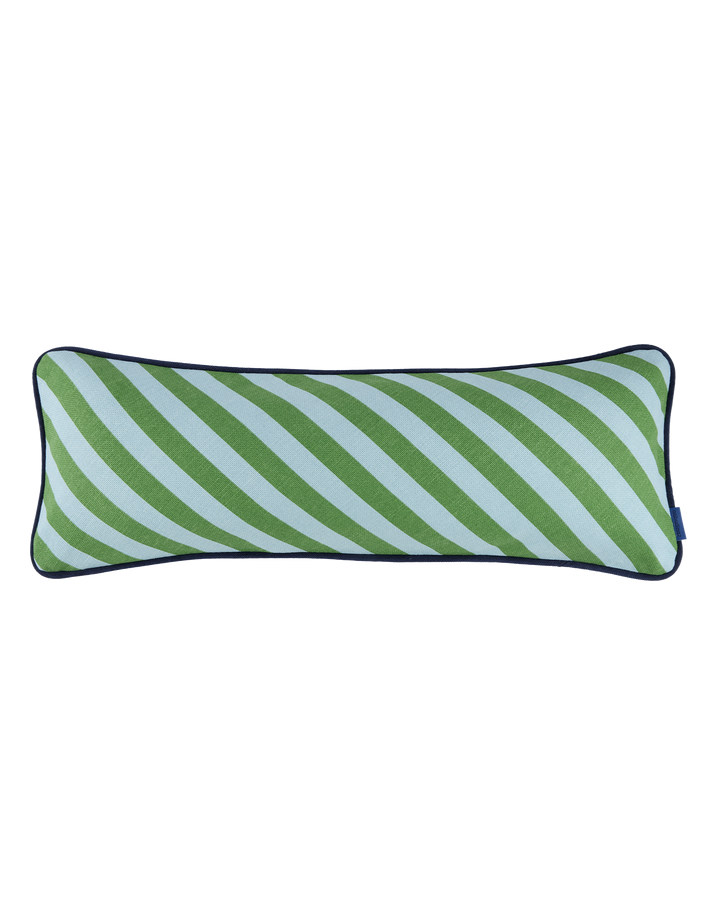 Nobodinoz Ray Rectangular Cushion in Green Blue Stripes
