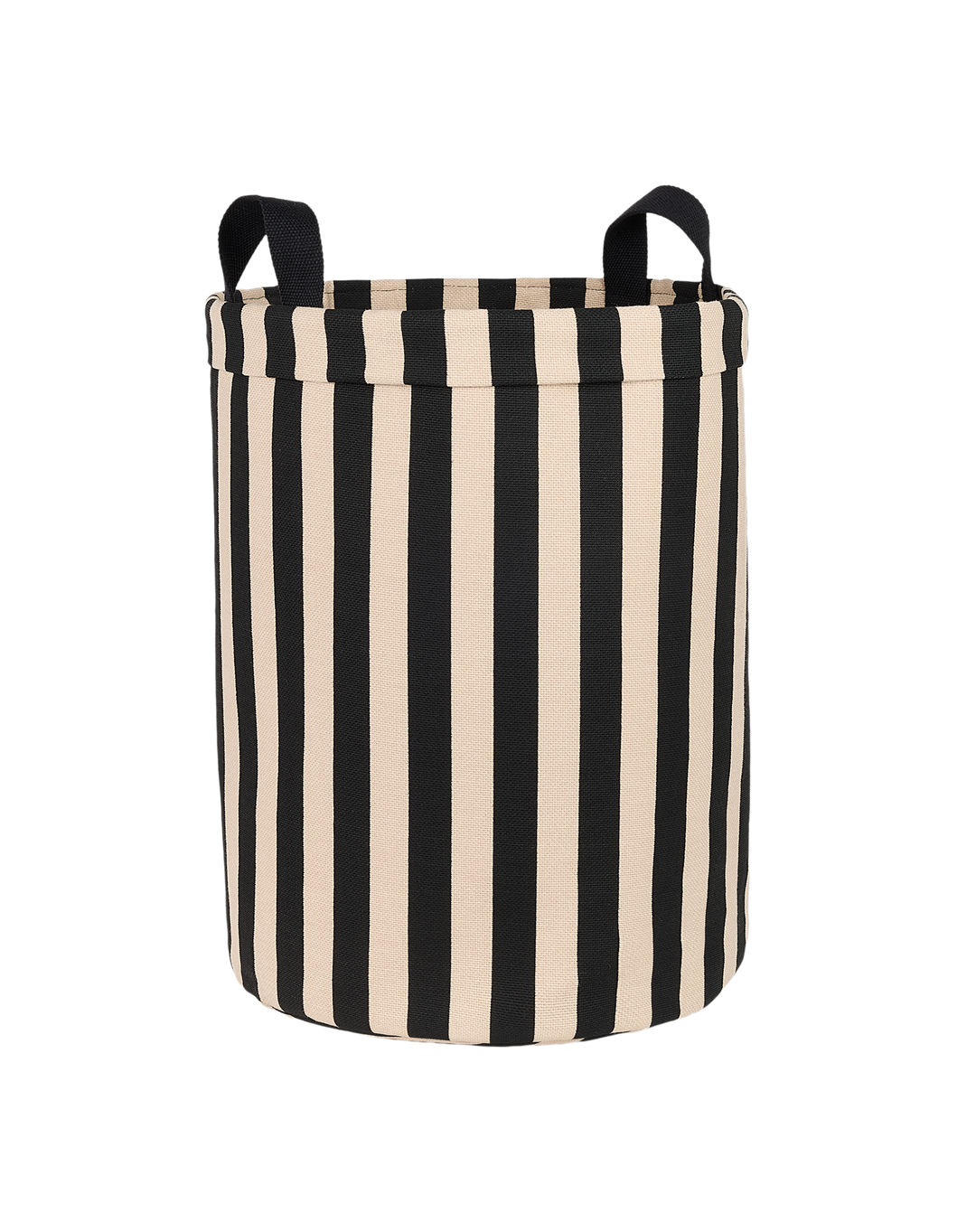 Nobodinoz Round Storage Basket in Black Sand Stripes