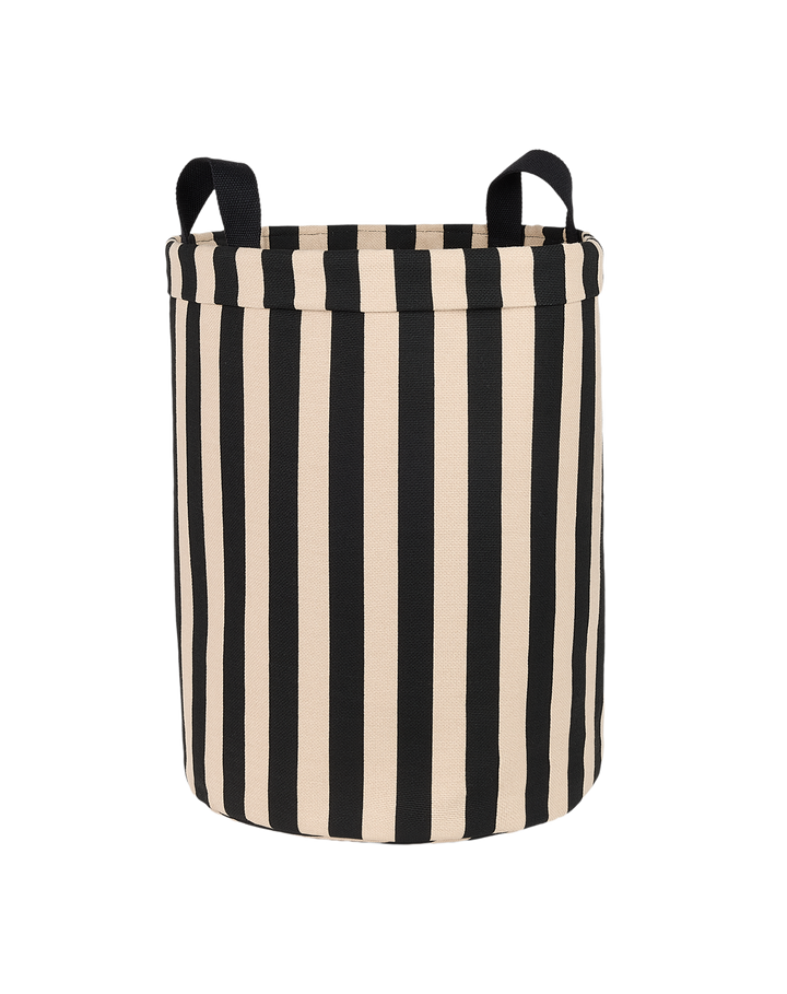 Nobodinoz Round Storage Basket in Black Sand Stripes