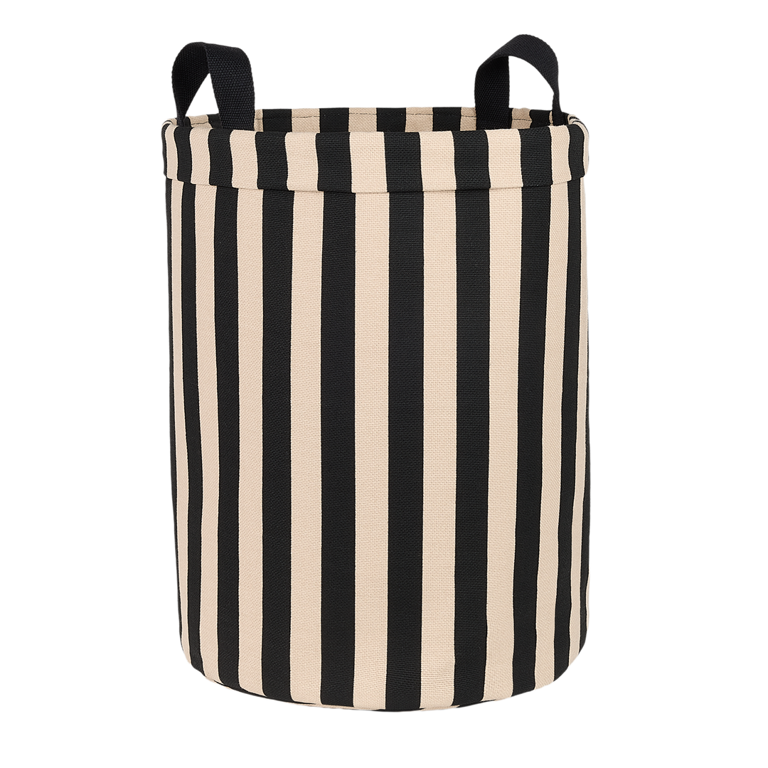Nobodinoz Round Storage Basket in Black Sand Stripes