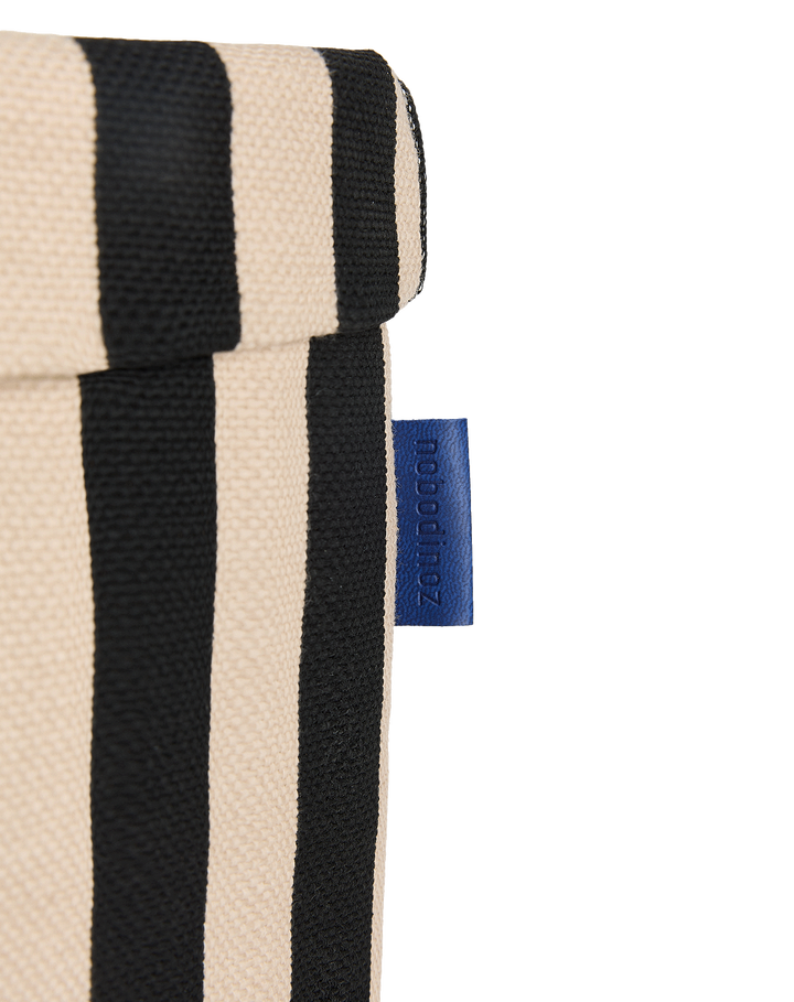 Nobodinoz Round Storage Basket in Black Sand Stripes