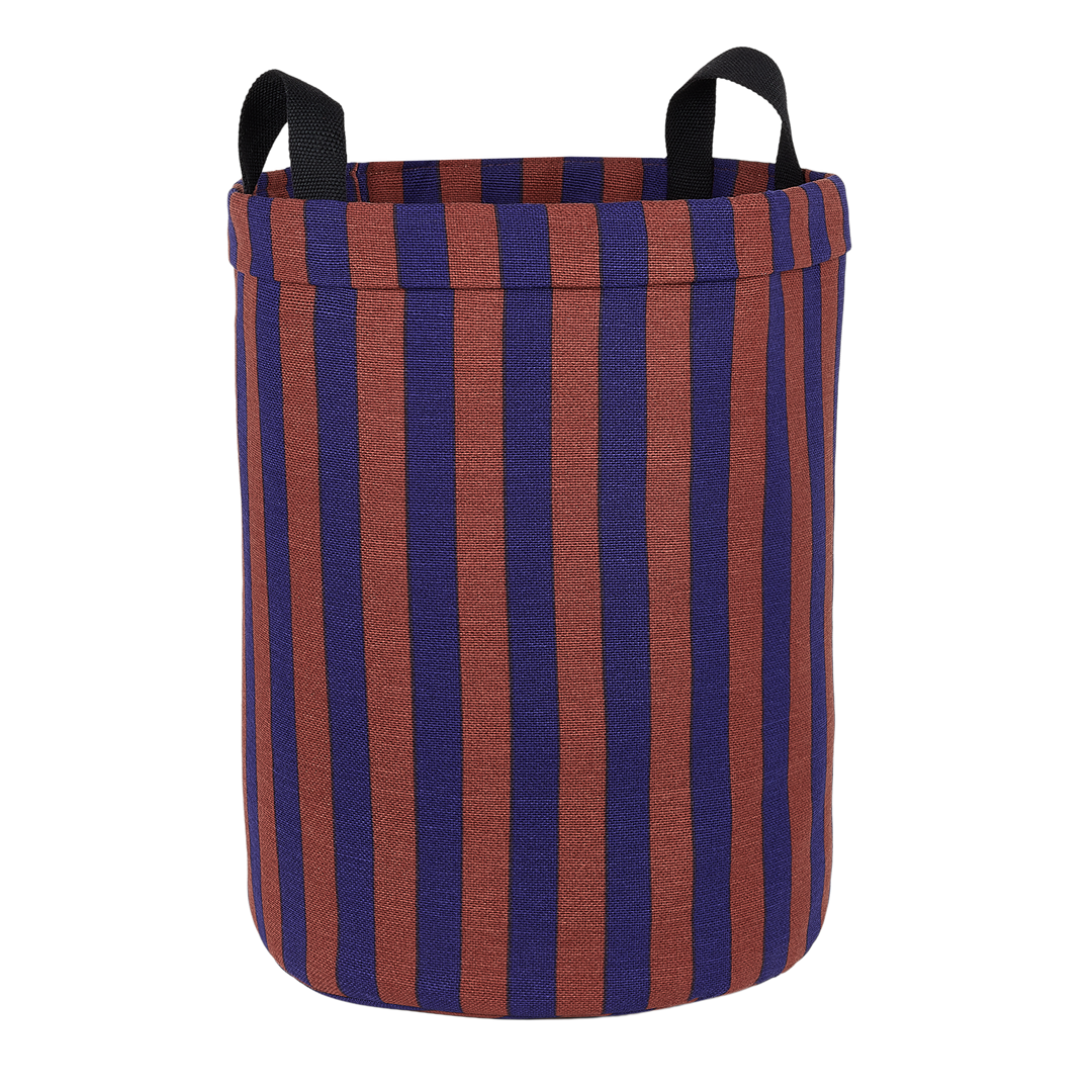 Nobodinoz Round Storage Basket in Maroon Ink Stripes