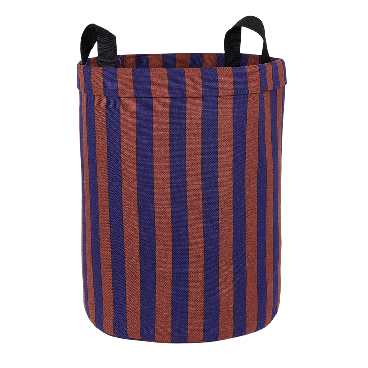 Nobodinoz Round Storage Basket in Maroon Ink Stripes