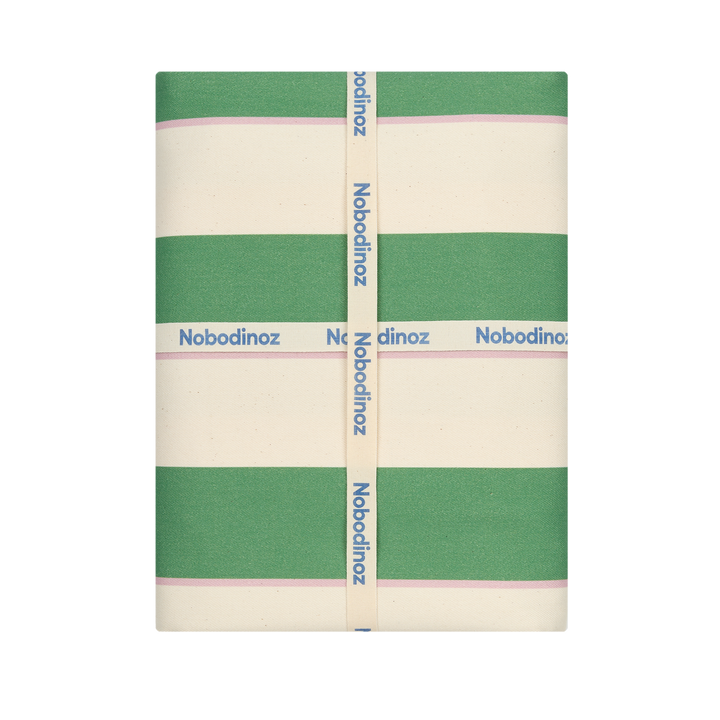 Nododinoz Sarga Round Tablecloth in Green Cabana Stripes