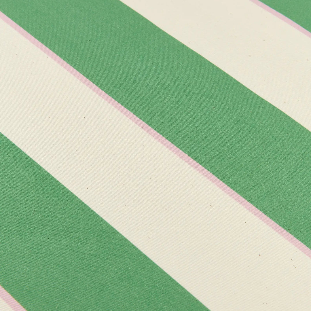 Nododinoz Sarga Round Tablecloth in Green Cabana Stripes