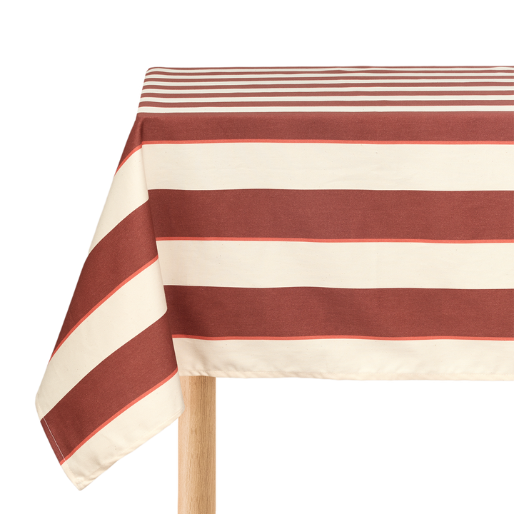 Nododinoz Sarga Tablecloth in Maroon Cabana Stripes
