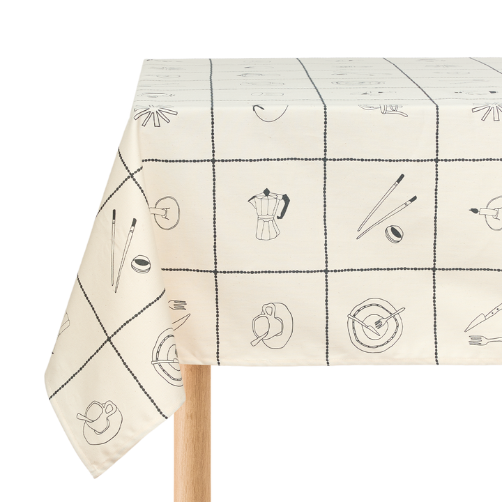 Nododinoz Sarga Tablecloth in Tiles Black Lunch