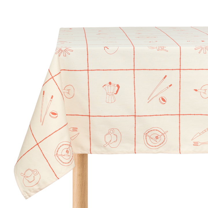 Nododinoz Sarga Tablecloth in Tiles Red Lunch