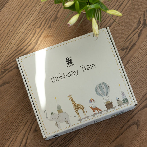 Wooden Birthday Train with Animals by Sebra