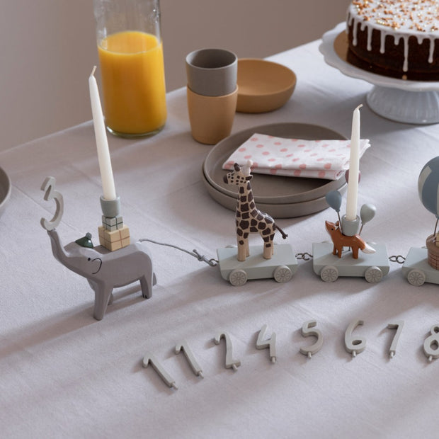 Wooden Birthday Train with Animals by Sebra