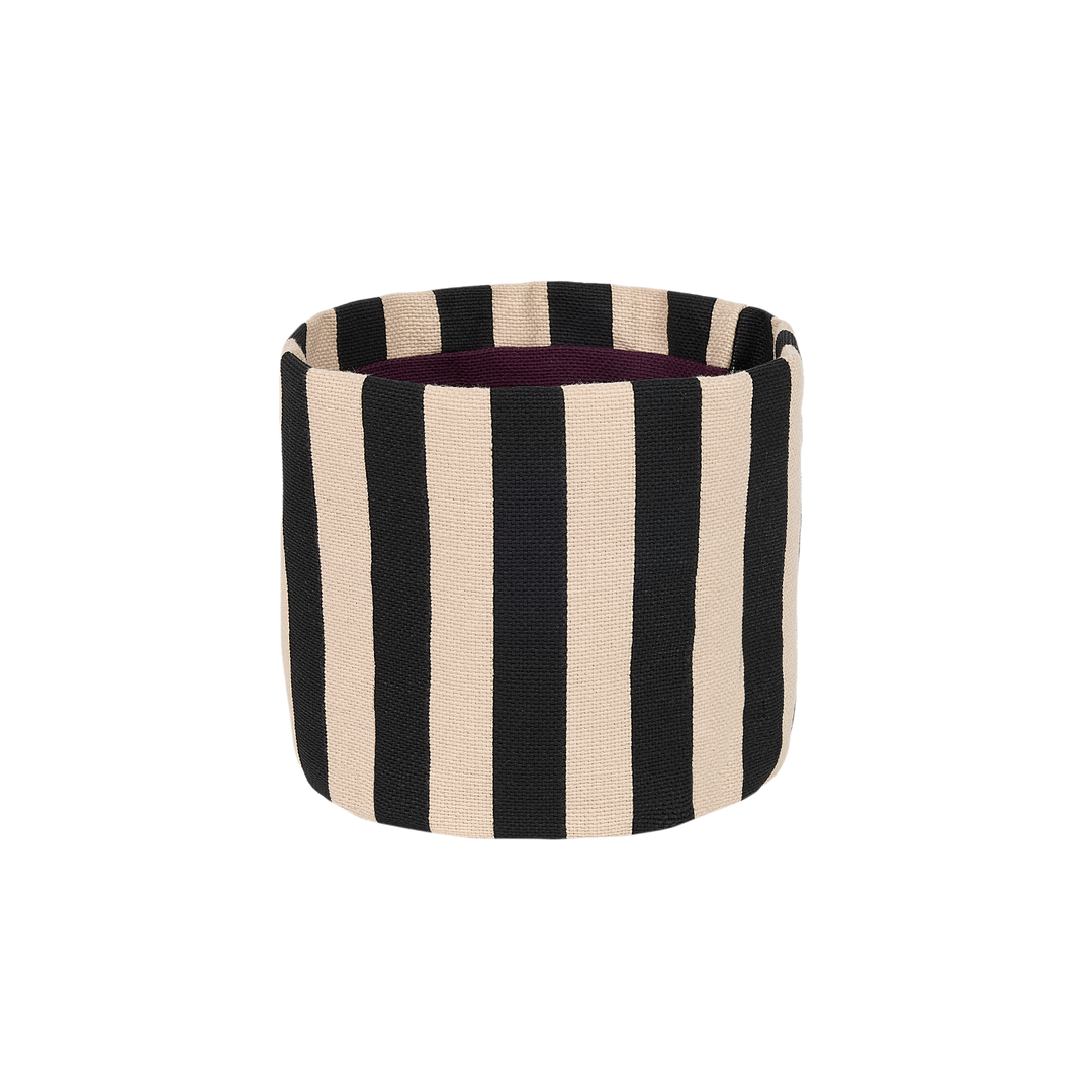 Nobodinoz Mini Storage Basket in Black Sand Stripes